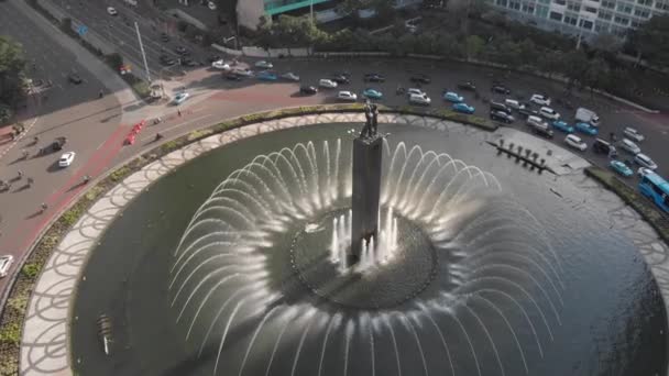 Clip Vista Aérea Estatua Del Monumento Selamat Datang Monumento Bienvenida — Vídeos de Stock