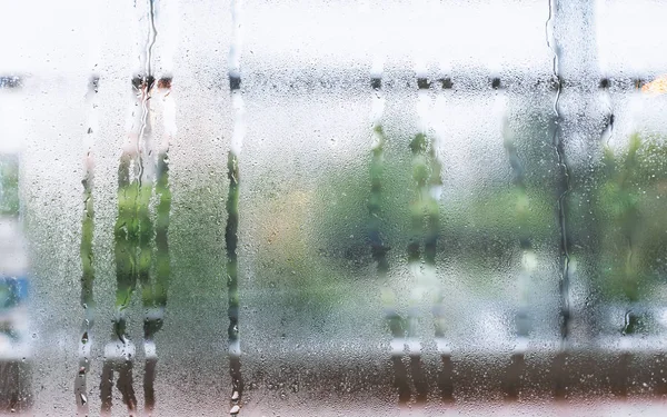 Water Droplets Condensation Steam Background Glass Rainning Rainy Day — Stock Photo, Image