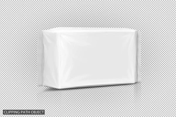 blank packaging paper wet wipes pouch on virtual transparency grid background with clipping path ready for healthy product design