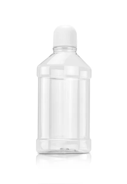 Blank Packaging Mouthwash Transparent Plastic Bottle Isolated White Background Clipping — Stock Photo, Image