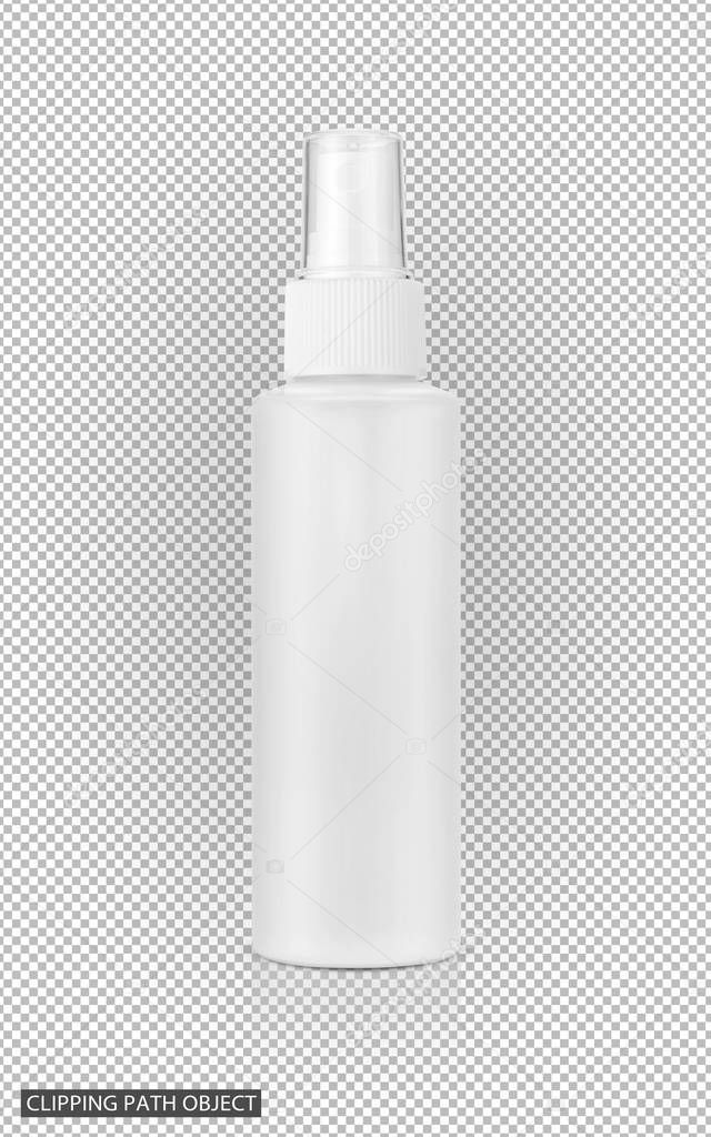 blank packaging cosmetic spray bottle on virtual transparency grid background with clipping path ready for product design