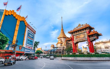 Bangkok, Tayland - 12 Mayıs 2018 - Odeon daire Arch ağ geçidi Yaowarat veya bangkok China Town sirk Yaowarat yol ile bir geçmişi vardır. Bangkok, Tayland.