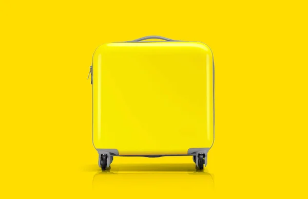 Valise Bagage Plastique Jaune Pour Voyageur Isolé Sur Fond Jaune — Photo