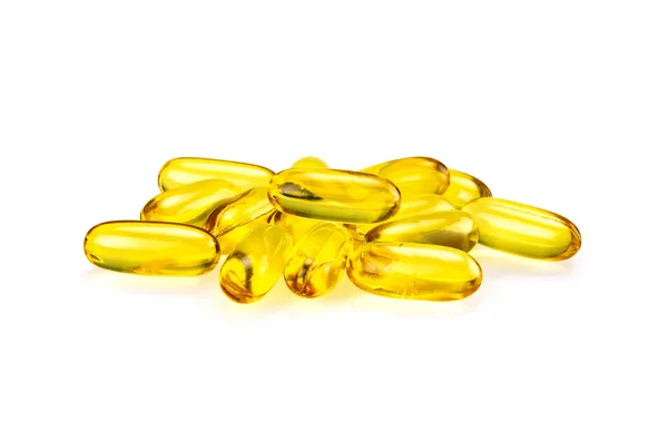 Fish Oil Soft Gel Supplement Capsules Source Omega Vitamins Isolated — Stock Photo, Image