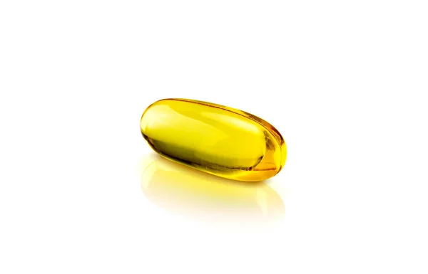 Fish oil soft gel supplement capsule source of omega and vitamins isolated on white background