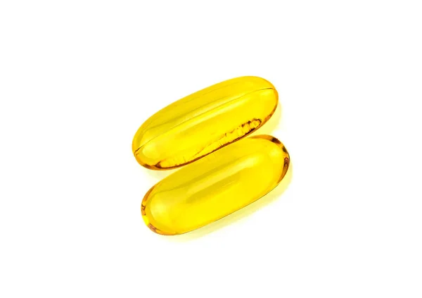 Rybí Olej Gelovitý Doplněk Kapsle Zdroj Omega Vitamíny Izolovaných Bílém — Stock fotografie