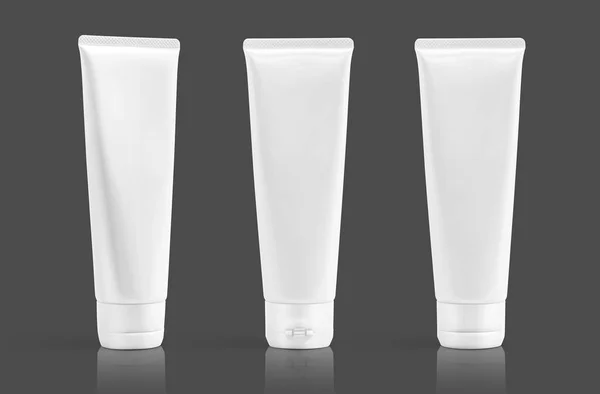 Imballaggio Bianco Tubo Plastica Cosmetica Bianca Isolato Sfondo Bianco Con — Foto Stock