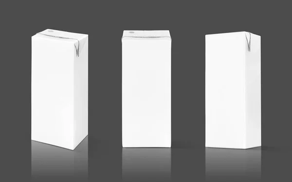Порожня Упаковка Білої Коробки Молока Ізольована Сірому Фоні Готова Дизайну — стокове фото