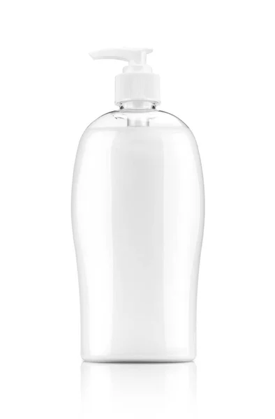 Κενή Συσκευασία Άντληση Τζελ Σαπούνι Σαμπουάν Διαφανές Πλαστικό Μπουκάλι Απομονώνονται — Φωτογραφία Αρχείου