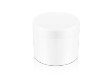 boş beyaz plastik krem pot izole kırpma yoluyla kozmetik ürün tasarımı için hazır beyaz arka plan üzerinde ambalaj