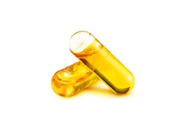 Beyaz arka plan üzerinde izole yüksek omega-3 balık yağı kapsül ek sağlık ürün