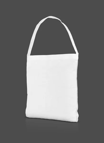 空白白色帆布购物袋保存全球变暖隔离在灰色背景与剪裁路径 — 图库照片