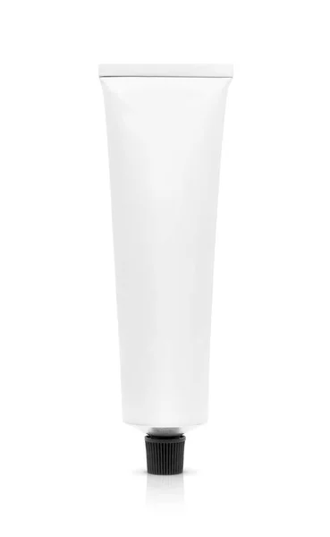 Пустая Упаковка Белая Зубная Паста Трубки Изолированы Белом Фоне Вырезкой — стоковое фото