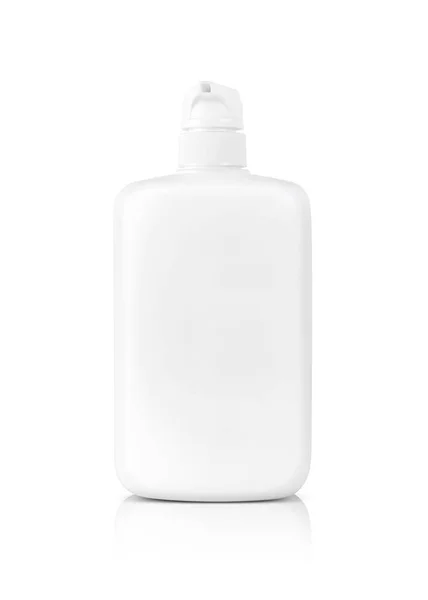 Embalagem Branco Creme Cosmético Branco Bombeamento Garrafa Isolada Fundo Branco — Fotografia de Stock