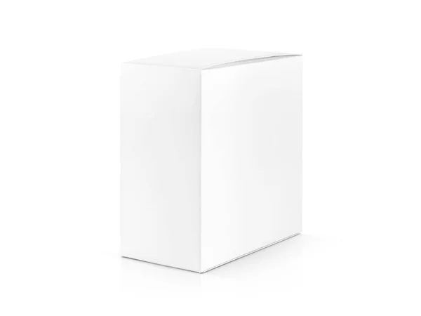 クリッピング パスの製品設計の準備で白い背景に分離された白い空白の包装段ボール箱 — ストック写真