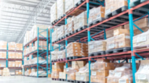 Blurred Warehouse Inventory Product Stock Container Stack Logistic Business Background — Stock Photo, Image