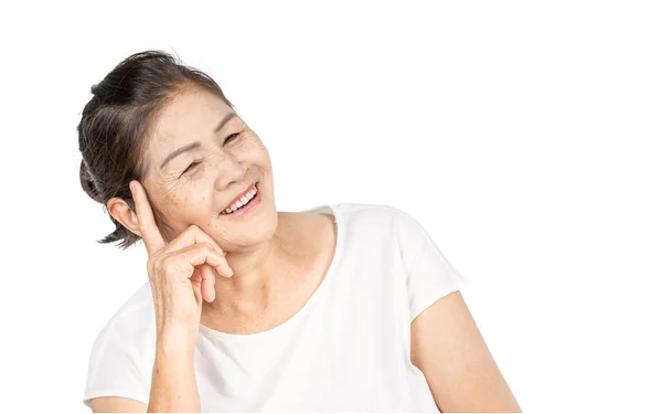 Elderly Asian Woman Portrait Years Old Black Hair Hazel Eyes — Stock Photo, Image