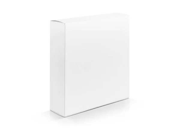 Пустая Упаковка Коробка Белого Картона Изолированы Белом Фоне Вырезкой Путь — стоковое фото