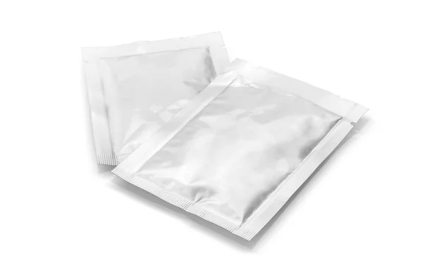 Blank Packaging Aluminum Foil Sachet Isolated White Background Clipping Path — Stock Photo, Image