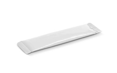 boş ambalaj alüminyum folyo anlık kahve sopa poşet beyaz arka plan üzerinde izole