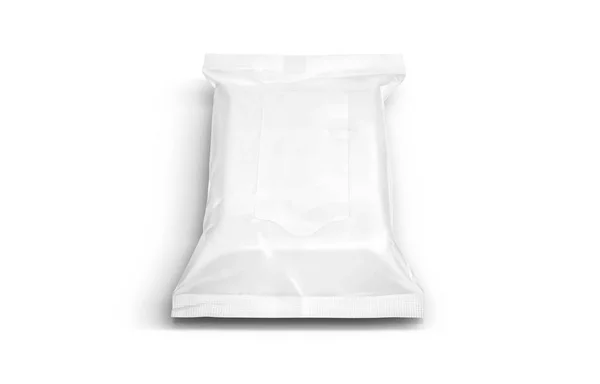 白色塑料婴儿湿巾袋或纸巾包装隔离在白色背景 — 图库照片