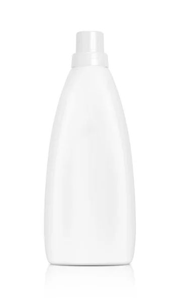 Białe butelki z tworzywa sztucznego do płukania lub detergentu — Zdjęcie stockowe