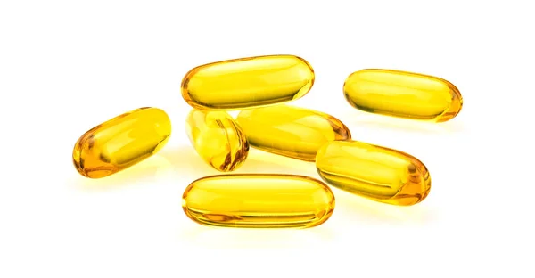 Fish Oil Capsules isolated on white background — Stock Photo, Image