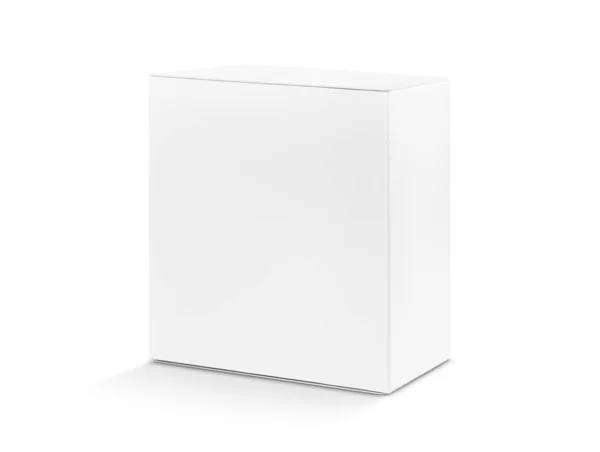 Scatola di cartone bianco isolato su sfondo bianco con percorso di ritaglio — Foto Stock