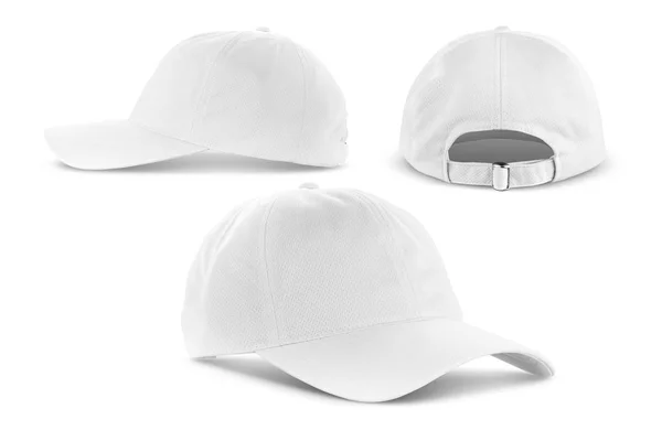 Gorra de tela de lona blanca aislada sobre fondo blanco — Foto de Stock