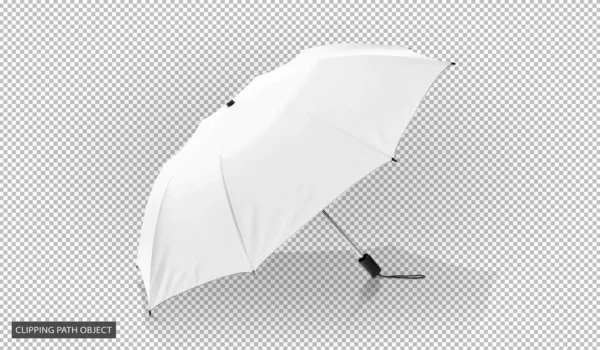 Guarda-chuva branco isolado em fundo grade de transparência virtual — Fotografia de Stock