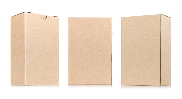 Kraft papír doboz elszigetelt fehér background — Stock Fotó