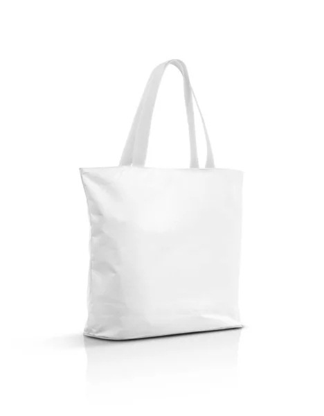 Bolsa de lona branca em branco isolada no fundo branco — Fotografia de Stock