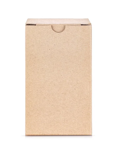 Caixa de papel kraft isolado no fundo branco — Fotografia de Stock