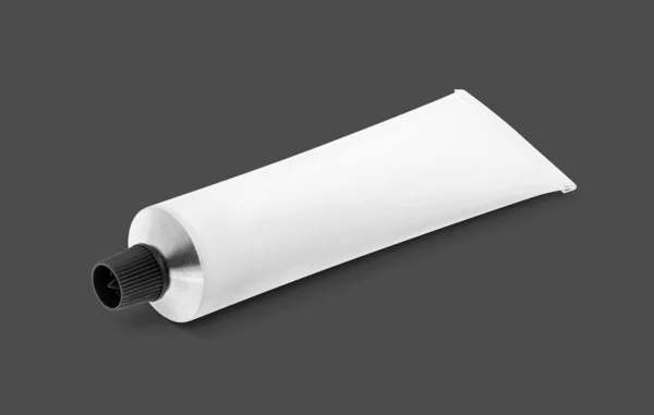 Tubo de aluminio blanco para productos cosméticos o sanitarios —  Fotos de Stock