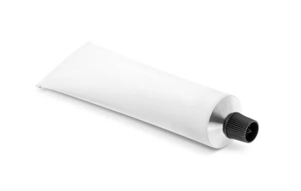 Біла алюмінієва трубка для косметичних або медичних продуктів — стокове фото