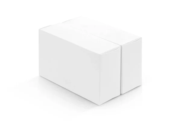 Cajas de papel blanco para el diseño de productos maqueta — Foto de Stock