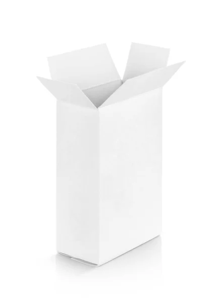 Fehér papír nyitott doboz termékek tervezési modell — Stock Fotó