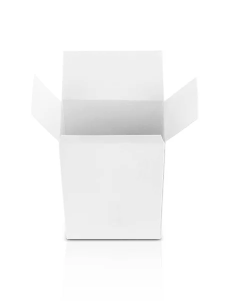 Caja abierta de papel blanco para productos maqueta de diseño —  Fotos de Stock