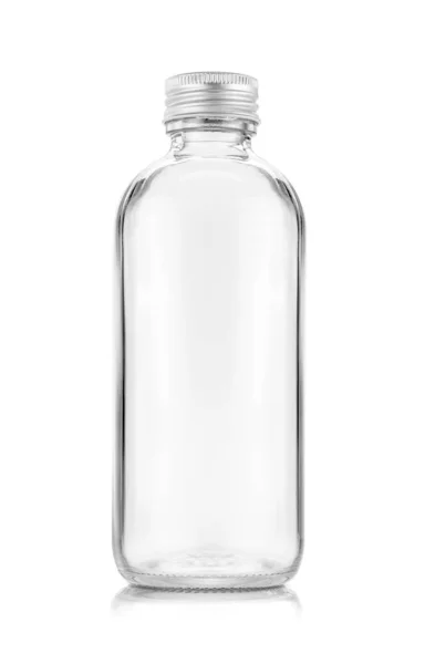 Blank packaging transparent glass bottle for beverage or medicament product design mock-up — Stock Photo, Image