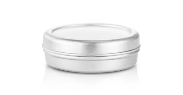 Aluminum balm jar for cosmetic product design mock-up — Stock Photo, Image