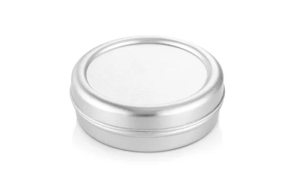 Tarro de bálsamo de aluminio para el diseño de productos cosméticos maqueta —  Fotos de Stock