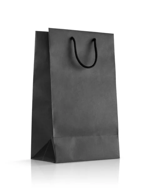 Saco de compras de papel preto em branco para design mock-up — Fotografia de Stock