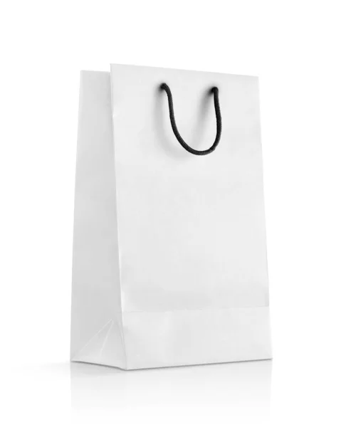 Üres fehér papír bevásárló táska tervezési modell — Stock Fotó