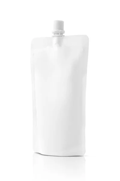 Embalagem Branco Bolsa Branca Para Design Produtos Alimentícios Mock Isolado — Fotografia de Stock