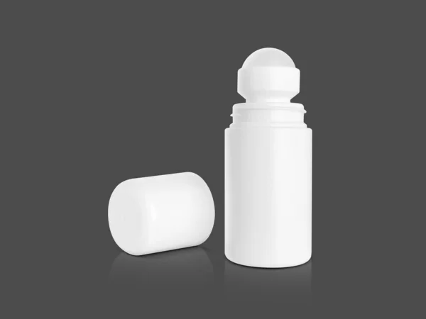 Порожня Упаковка Біла Пляшка Дизайну Дезодоранту Макетів Ізольована Сірому Фоні — стокове фото