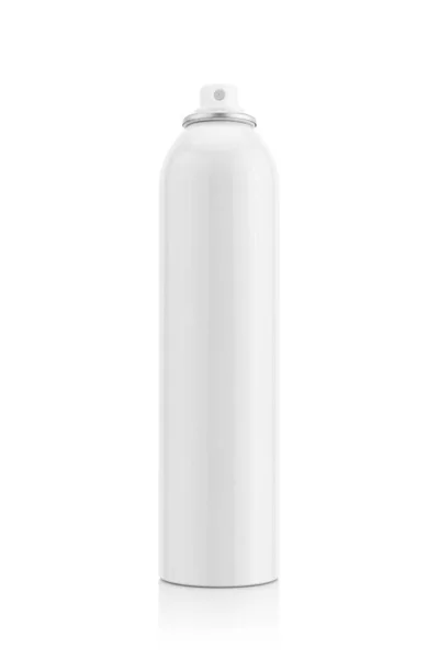 ヘルスケア製品設計のためのブランクパッケージ白アルミスプレーボトルクリッピングパスと白の背景に隔離されたモックアップ — ストック写真