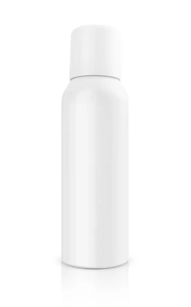 Puste Opakowanie Biała Aluminiowa Butelka Sprayu Projektu Produktu Opieki Zdrowotnej — Zdjęcie stockowe