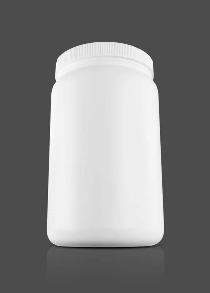 Envase Blanco Botella Plástico Blanco Para Suplemento Proteína Suero Diseño — Foto de Stock
