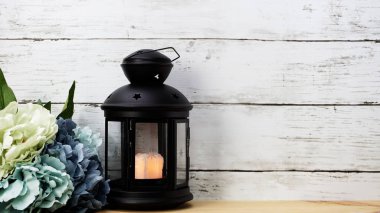  alan arka plan ile güzel siyah vintage mum ışık ev dekorasyon