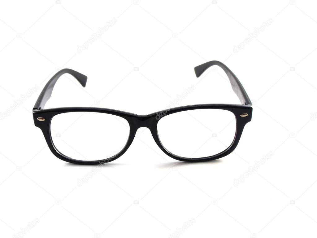 black eye glass isolated on white background